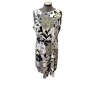 Vintage Ashley Stewart Plus Size 16 brown Beige Yellow Floral Retro Midi Dress